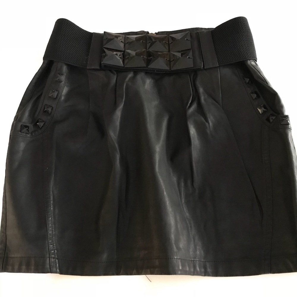 Studded Black Leather Skirt - Picture 3 of 8